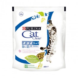 Сухой корм для кошек Purina Cat Chow Feline тройная защита, домашняя птица и индейка, пакет, 400 г